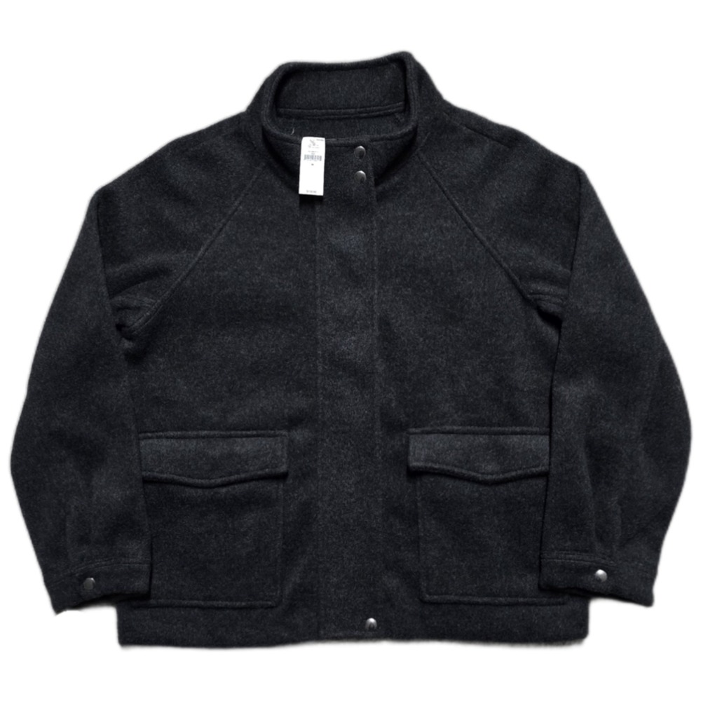 NEW Banana Republic Womens M Brushed Melton Jacket Big Pocket Black Full Zip NWT